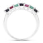 3.40 Carat Emerald, Ruby & Black Sapphire Sterling Silver Ring