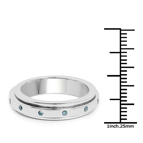 0.14 Carat Genuine Blue Diamond Sterling Silver Ring