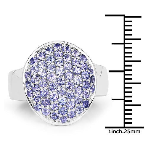 2.00 Carat Genuine Tanzanite Sterling Silver Engagement Ring