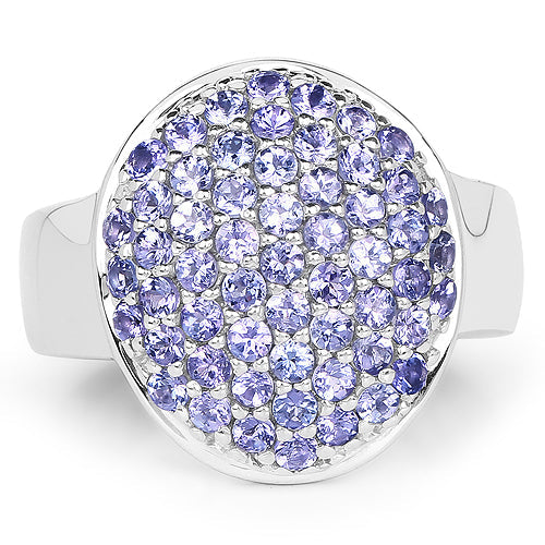 2.00 Carat Genuine Tanzanite Sterling Silver Engagement Ring