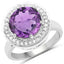 Anillo de Plata Esterlina con Amatista de 4.27 Quilates y Topacio Blanco