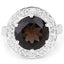 Anillo de Plata Esterlina con Cuarzo Ahumado de 4.52 Quilates y Topacio Blanco