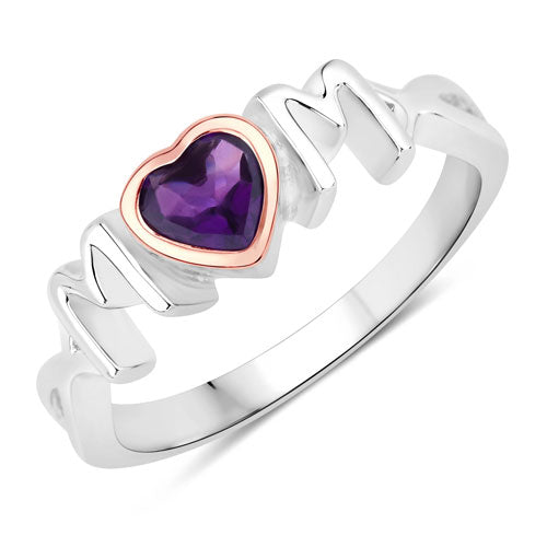 Anillo de Amatista Genuina de 0.43 Quilates en Plata Esterlina .925