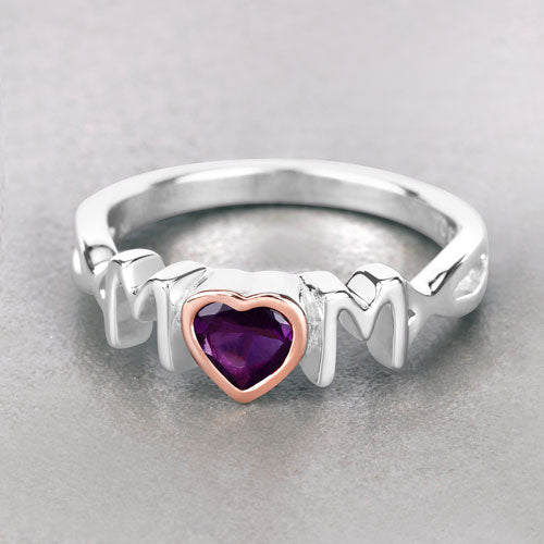 Anillo de Amatista Genuina de 0.43 Quilates en Plata Esterlina .925