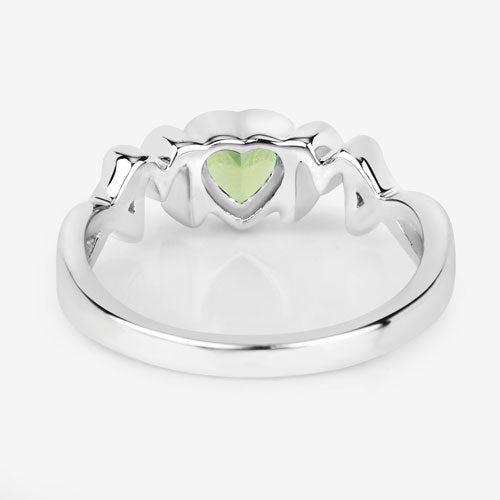 0.44 Carat Genuine Peridot Sterling Silver Engagement Ring