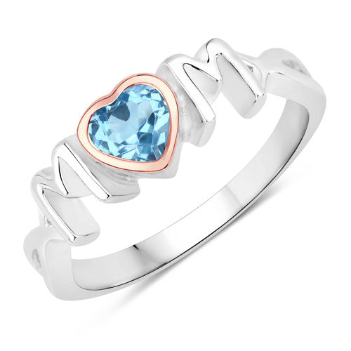 0.52 Carat Genuine Swiss Blue Topaz Sterling Silver Ring