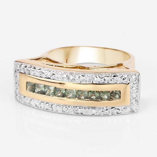 1.08 Carat Genuine Green Sapphire Sterling Silver Engagement Ring