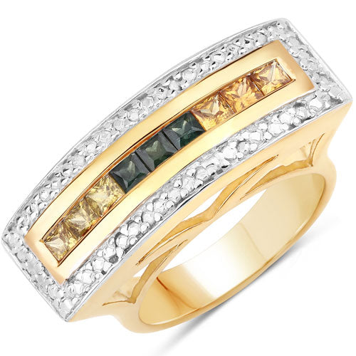 Anillo de Compromiso de Zafiro Múltiple de 1.08 Quilates en Plata Esterlina .925