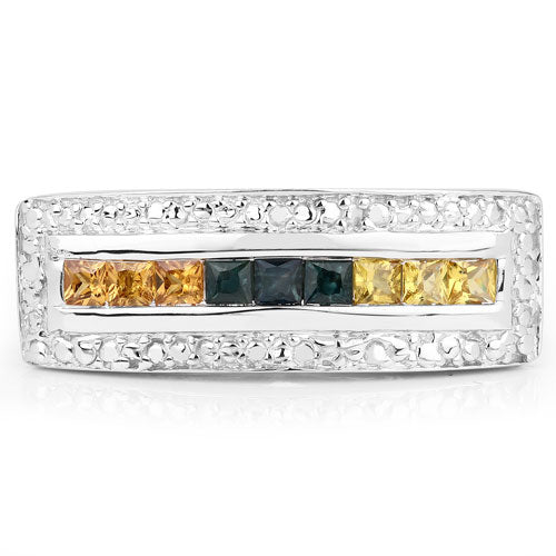 Anillo de Compromiso de Zafiro Múltiple de 1.08 Quilates en Plata Esterlina .925