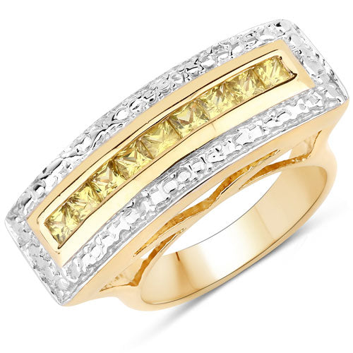 1.08 Carat Genuine Yellow Sapphire Sterling Silver Ring