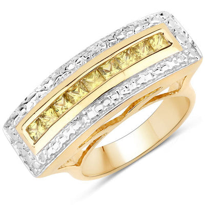 Bague en argent sterling avec saphir jaune véritable de 1,08 carat