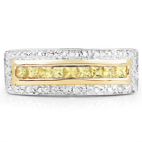 1.08 Carat Genuine Yellow Sapphire Sterling Silver Ring