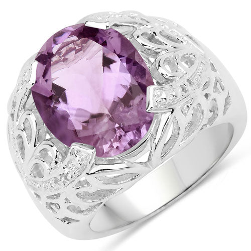 Bague en argent sterling avec améthyste de 8,24 carats et topaze blanche
