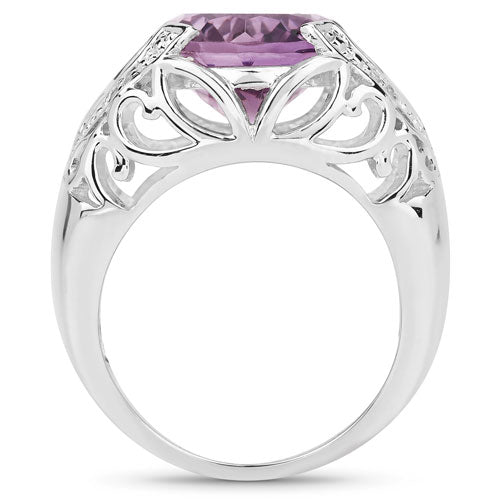Bague en argent sterling avec améthyste de 8,24 carats et topaze blanche