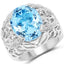 11.29 Carat Genuine Blue Topaz & White Topaz Sterling Silver Ring
