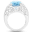 11.29 Carat Genuine Blue Topaz & White Topaz Sterling Silver Ring