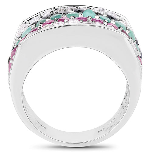4.28 Carat Multi Stone .925 Sterling Silver Engagement Ring
