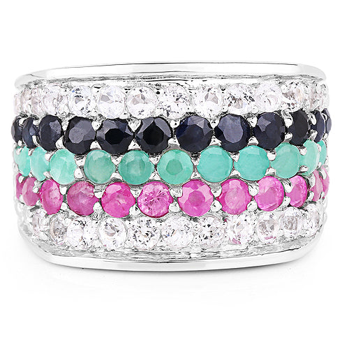 4.28 Carat Multi Stone .925 Sterling Silver Engagement Ring