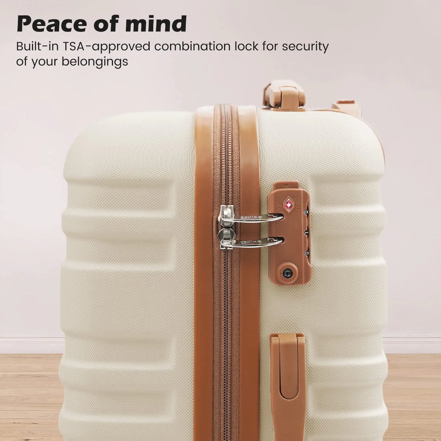 Ensemble de valises rigides Coolife 3 pièces avec verrou TSA - Rose