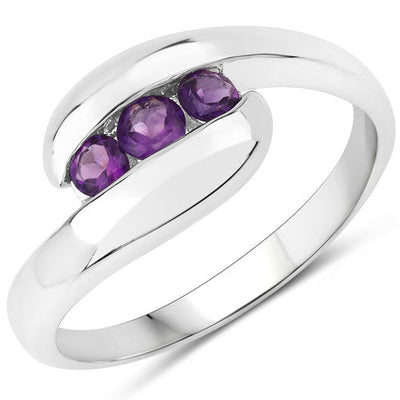 Bague Bypass en Argent Sterling avec Améthyste de 0,54 Carat