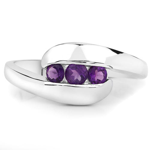 Bague Bypass en Argent Sterling avec Améthyste de 0,54 Carat