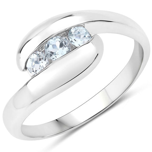 0.74 Carat Genuine Blue Topaz Sterling Silver Bypass Ring