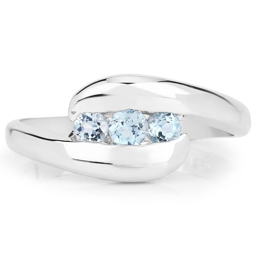 0.74 Carat Genuine Blue Topaz Sterling Silver Bypass Ring
