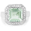 Bague en argent sterling avec améthyste verte de 5,21 carats et topaze blanche