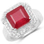 Bague en argent sterling avec rubis rempli de verre de 6,36 carats et topaze blanche