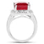 Bague en argent sterling avec rubis rempli de verre de 6,36 carats et topaze blanche
