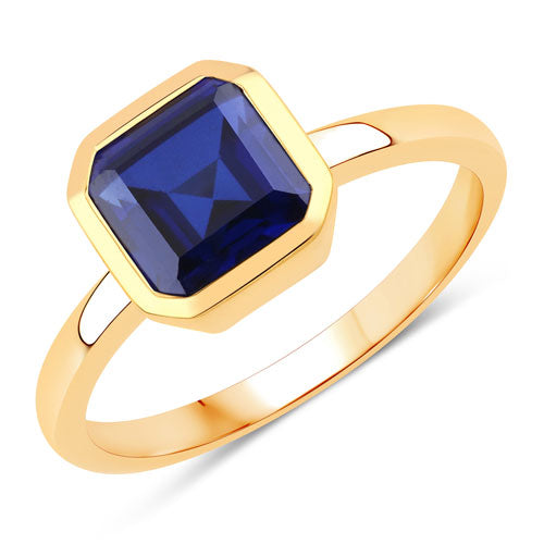 2.42 Carat Created Sapphire Sterling Silver Engagement Ring