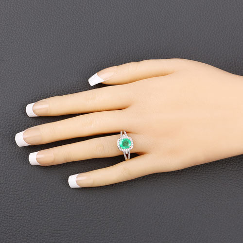 Bague de fiançailles en or jaune 14K avec émeraude éthiopienne et diamants de 1,65 carat