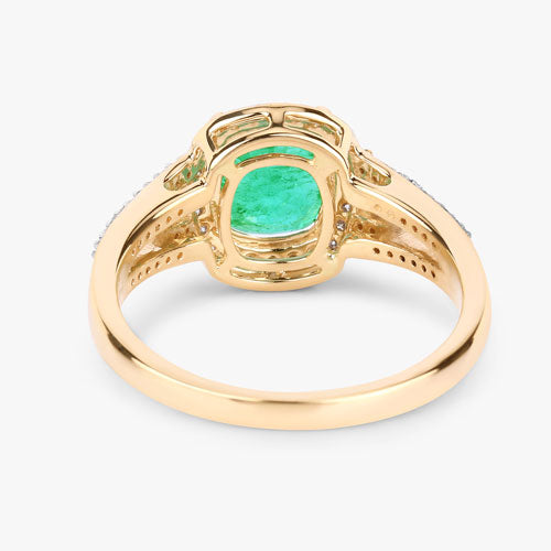 Bague de fiançailles en or jaune 14K avec émeraude éthiopienne et diamants de 1,65 carat