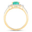 Bague de fiançailles en or jaune 14K avec émeraude éthiopienne et diamants de 1,65 carat