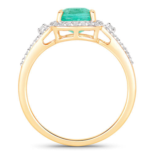Bague de fiançailles en or jaune 14K avec émeraude éthiopienne et diamants de 1,65 carat