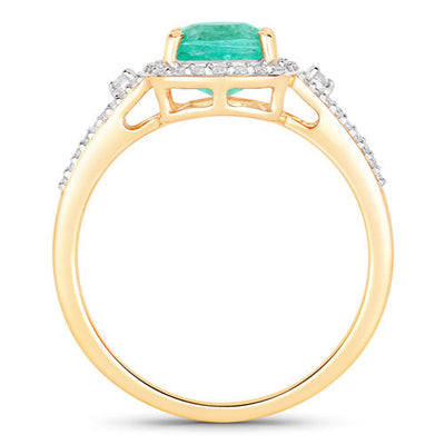 1.65 Carat Ethiopian Emerald & Diamond 14K Yellow Gold Engagement Ring