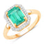 Bague de fiançailles en or jaune 14K avec émeraude éthiopienne de 1,62 carat et diamants