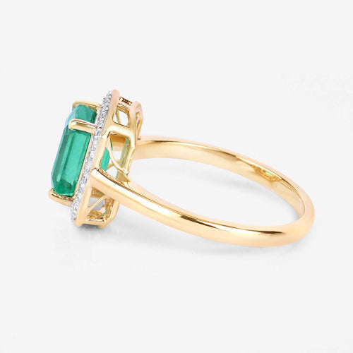 Bague de fiançailles en or jaune 14K avec émeraude éthiopienne de 1,62 carat et diamants