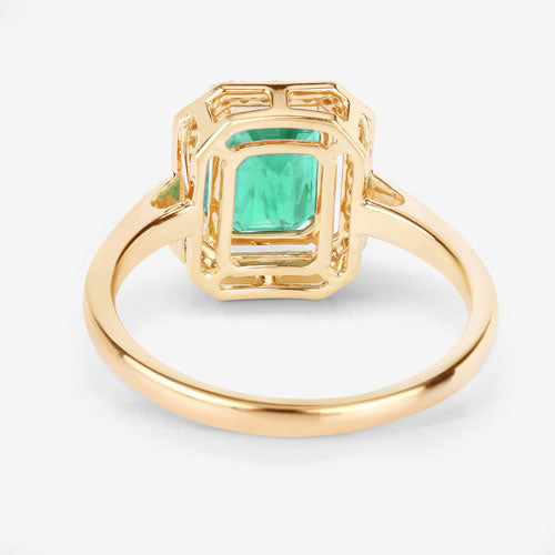 Bague de fiançailles en or jaune 14K avec émeraude éthiopienne de 1,62 carat et diamants