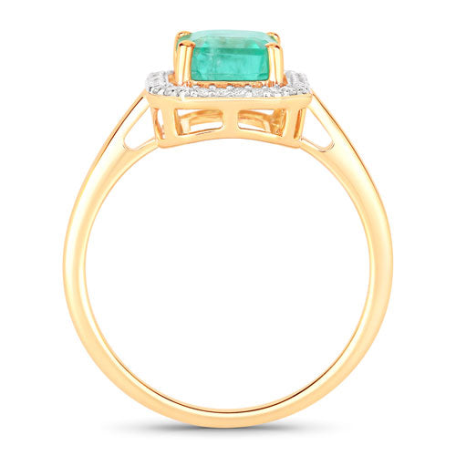Bague de fiançailles en or jaune 14K avec émeraude éthiopienne de 1,62 carat et diamants