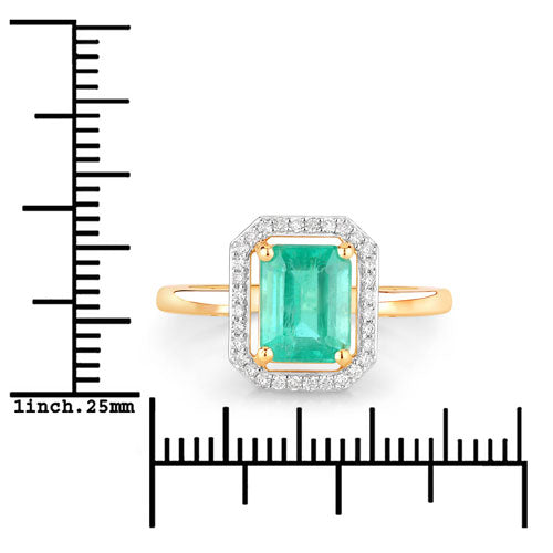 Bague de fiançailles en or jaune 14K avec émeraude éthiopienne de 1,62 carat et diamants