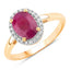 1.59 Carat Ruby and Diamond Halo Ring in 10K Yellow Gold