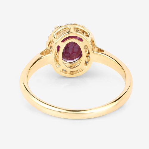 1.59 Carat Ruby and Diamond Halo Ring in 10K Yellow Gold