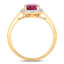 1.59 Carat Ruby and Diamond Halo Ring in 10K Yellow Gold