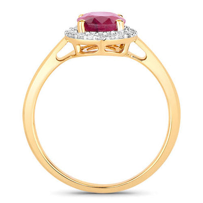 1.59 Carat Ruby and Diamond Halo Ring in 10K Yellow Gold