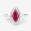 Bague Halo en Rubis et Diamants de 1,52 Carat en Or Blanc 10K