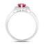 Bague Halo en Rubis et Diamants de 1,52 Carat en Or Blanc 10K