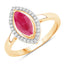 1.52 Carat Ruby and Diamond Halo Ring in 10K Yellow Gold