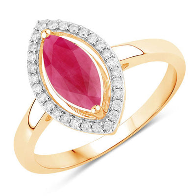 1.52 Carat Ruby and Diamond Halo Ring in 10K Yellow Gold