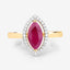 1.52 Carat Ruby and Diamond Halo Ring in 10K Yellow Gold
